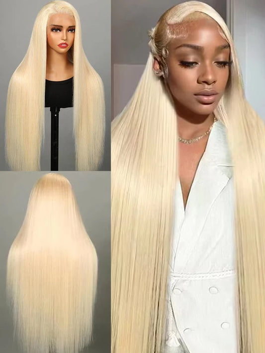 613 HD Lace Frontal Wig 13x4 Ready to Go Glueless Wigs 12A  270% Density Straight Blonde Lace Front Wigs Human Hair 22 inches