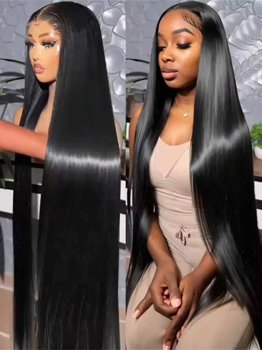 16 42 Inch Straight Human Hair Wigs 13x4 13X6 HD Lace Frontal Human Hair WIgs Glueless Bone Straight Lace Front Wigs For Women